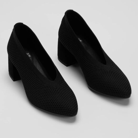 EILEEN FISHER Pumps Gabby Recycled Stretch Knit 2” Block Heel Midnight Black 8 - Picture 1 of 14